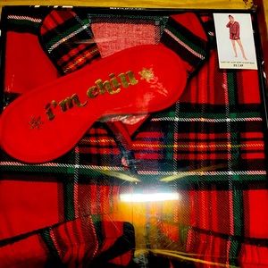 Vs pink red plaid pajama set